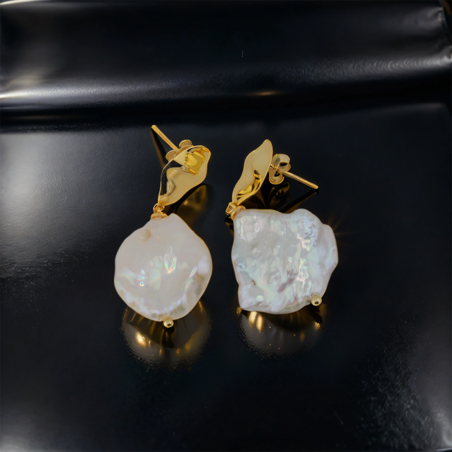 iris gold and pearl earrings yjük jewelry, europe, portugal, espanha, spain